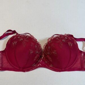 Victoria's Secret Floral Lace Bra - Deep Pink